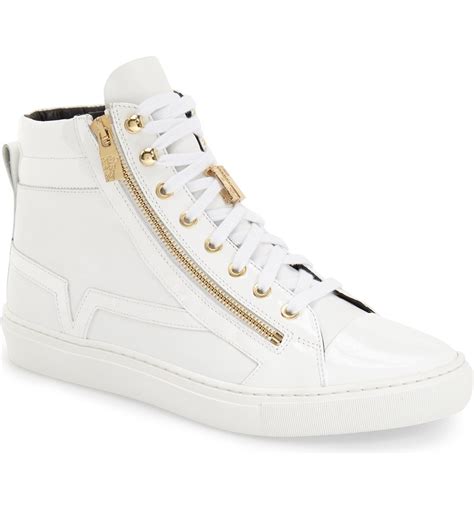 versace track sneakers|Versace zipped high top sneakers.